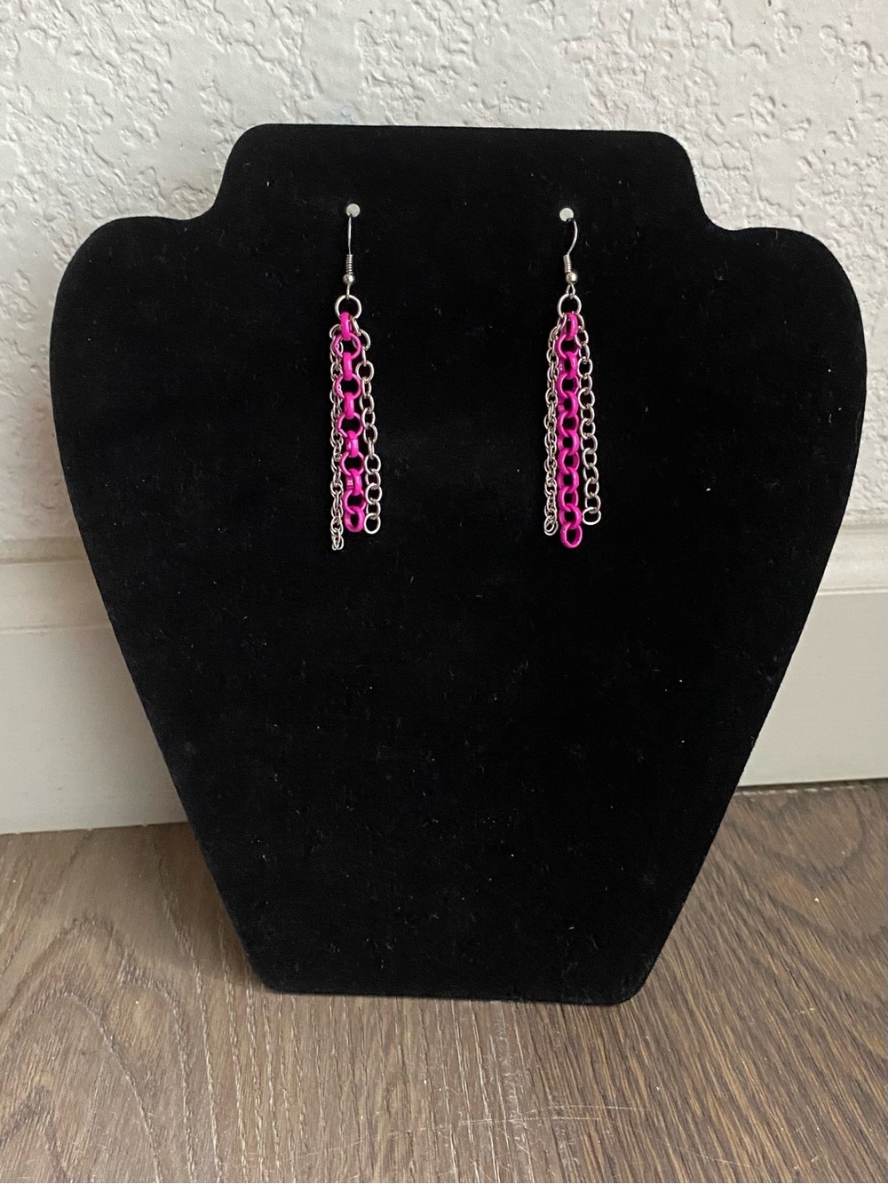 Pink Chain Drop Earrings